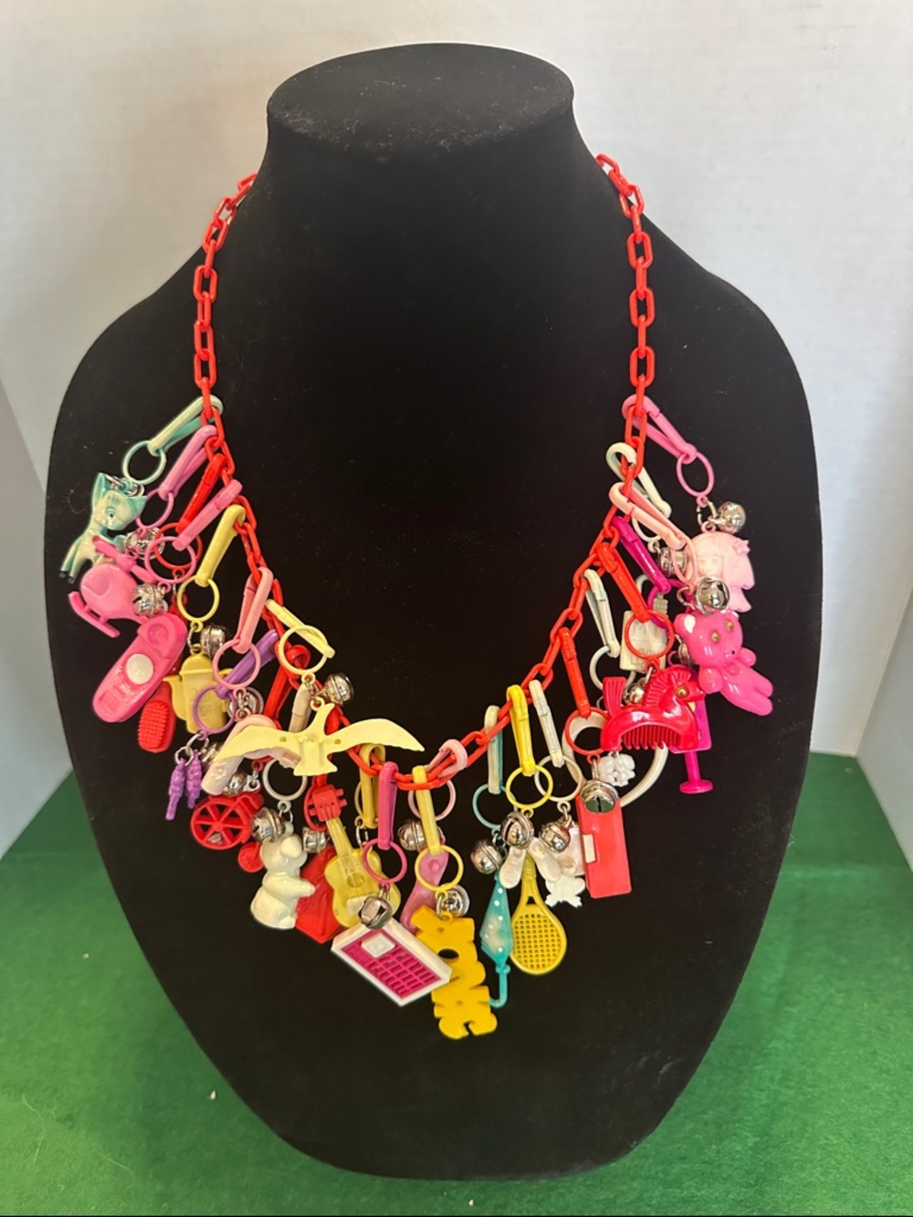 1980’s Bell Charm Necklace Very Full 25 Fun Charms